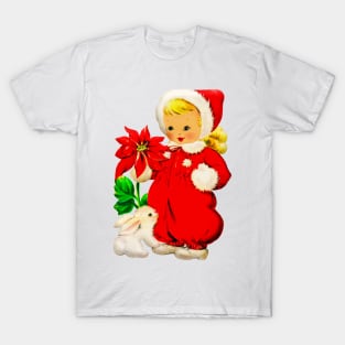 Vintage Christmas Girls Poinsetta T-Shirt